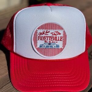 Fayetteville Red and White Trucker Hat